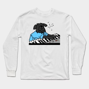 Funny Dog Plays Music on Piano Keyboard Long Sleeve T-Shirt